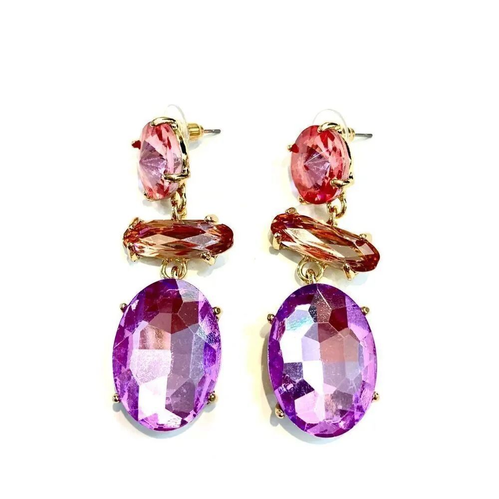 Pastel Colored Crystal Stones Tear Drop Earrings #stunning